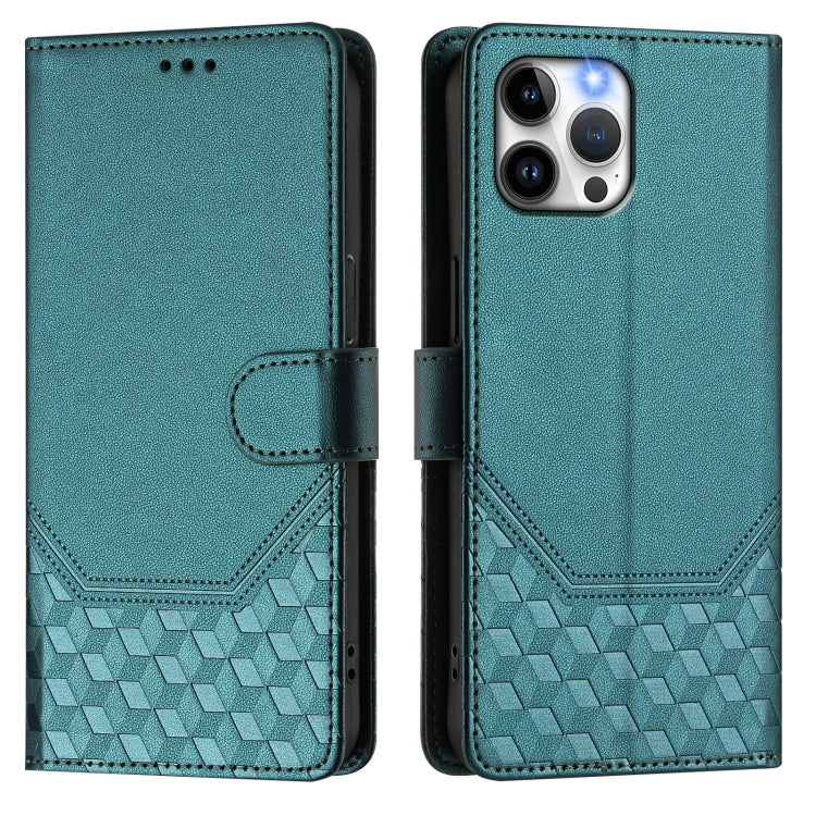 For iPhone 12 / 12 Pro Honeycomb Embossing RFID Leather Phone Case