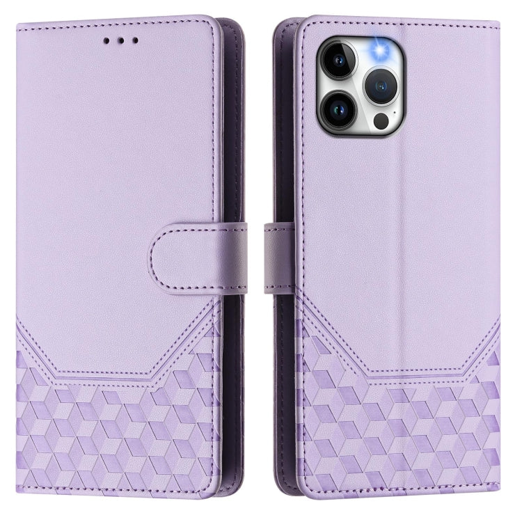 For iPhone 12 / 12 Pro Honeycomb Embossing RFID Leather Phone Case