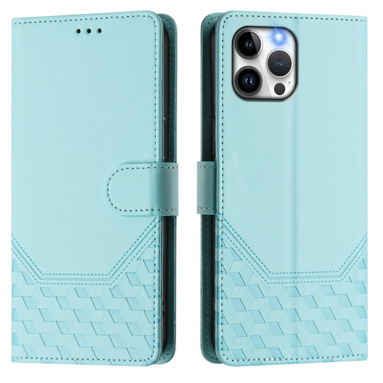 For iPhone 12 Pro Max Honeycomb Embossing RFID Leather Phone Case