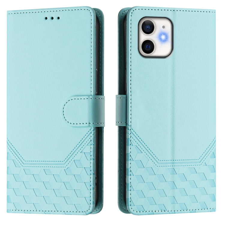 For iPhone 11 Honeycomb Embossing RFID Leather Phone Case