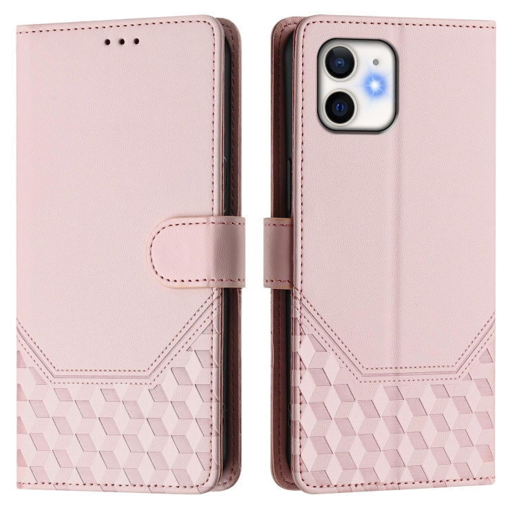 For iPhone 11 Honeycomb Embossing RFID Leather Phone Case