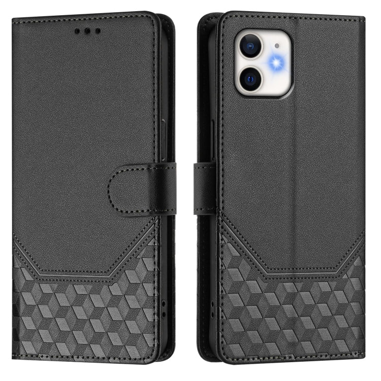 For iPhone 11 Honeycomb Embossing RFID Leather Phone Case