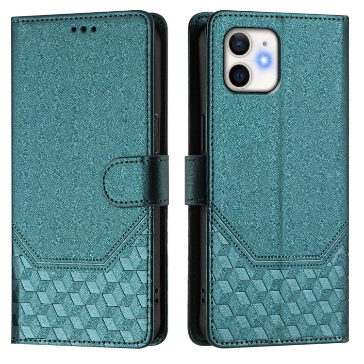 For iPhone 11 Honeycomb Embossing RFID Leather Phone Case