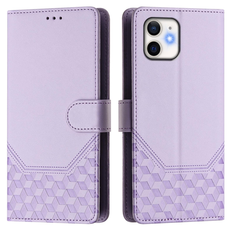 For iPhone 11 Honeycomb Embossing RFID Leather Phone Case
