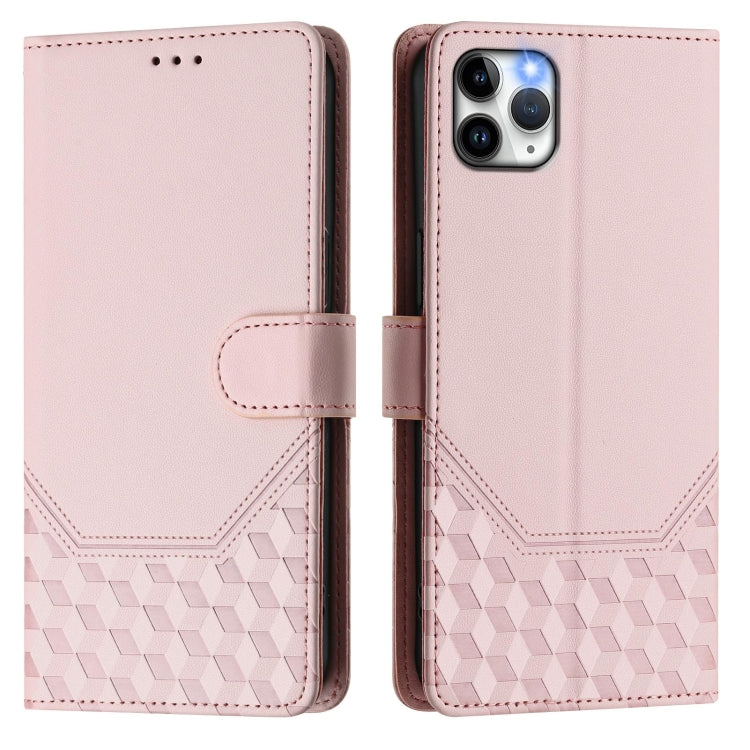 For iPhone 11 Pro Honeycomb Embossing RFID Leather Phone Case