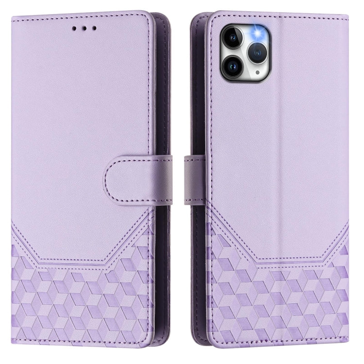 For iPhone 11 Pro Honeycomb Embossing RFID Leather Phone Case