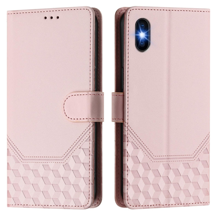 For iPhone X / XS Honeycomb Embossing RFID Leather Phone Case