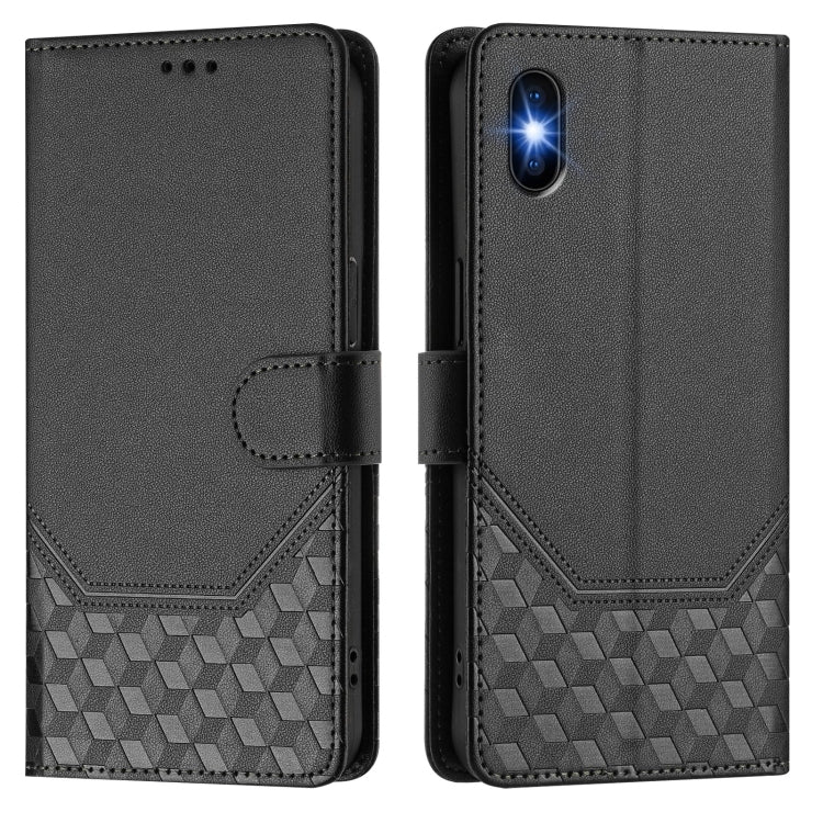 For iPhone X / XS Honeycomb Embossing RFID Leather Phone Case