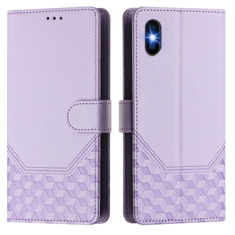 For iPhone X / XS Honeycomb Embossing RFID Leather Phone Case