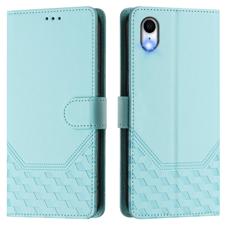 For iPhone XR Honeycomb Embossing RFID Leather Phone Case