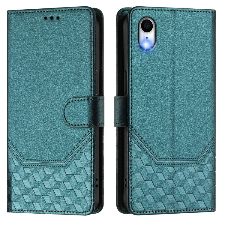 For iPhone XR Honeycomb Embossing RFID Leather Phone Case