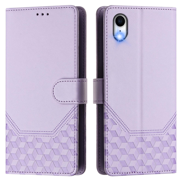 For iPhone XR Honeycomb Embossing RFID Leather Phone Case