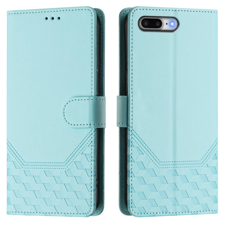 For iPhone 8 Plus / 7 Plus Honeycomb Embossing RFID Leather Phone Case