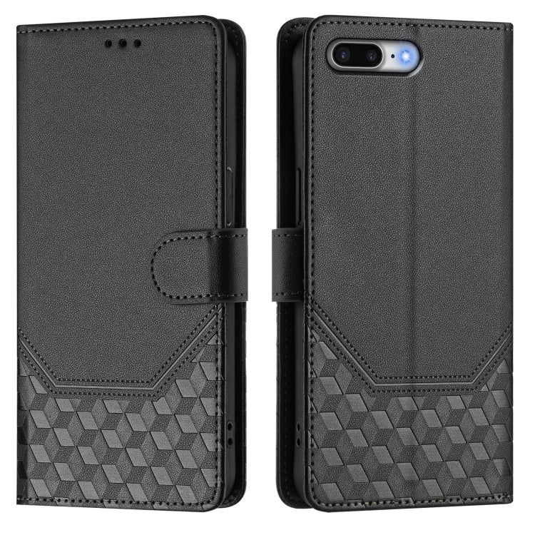 For iPhone 8 Plus / 7 Plus Honeycomb Embossing RFID Leather Phone Case