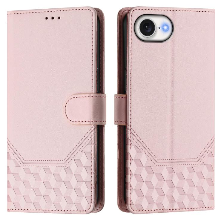 For iPhone 17e / 16e Honeycomb Embossing RFID Leather Phone Case