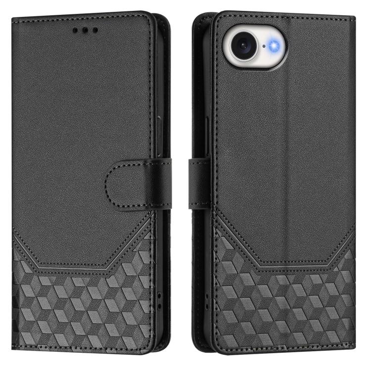 For iPhone 17e / 16e Honeycomb Embossing RFID Leather Phone Case