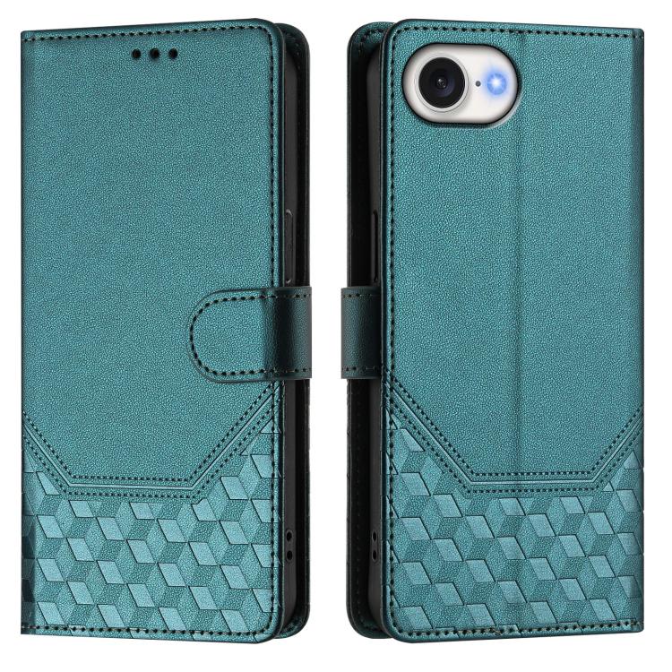 For iPhone 17e / 16e Honeycomb Embossing RFID Leather Phone Case