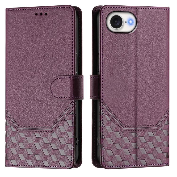 For iPhone 17e / 16e Honeycomb Embossing RFID Leather Phone Case