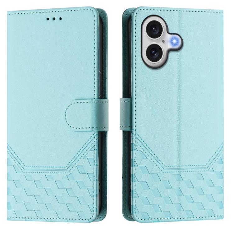 For iPhone 17 Honeycomb Embossing RFID Leather Phone Case