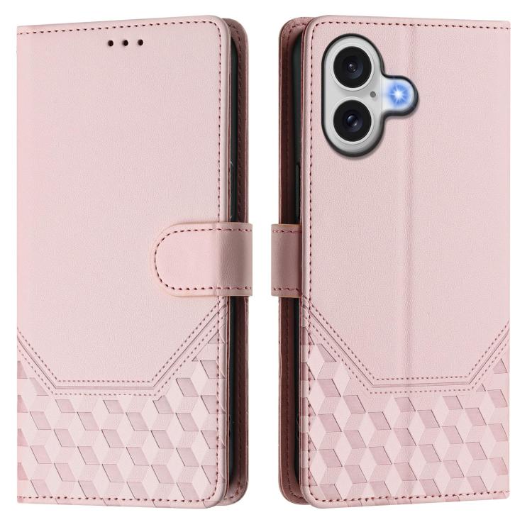For iPhone 17 Honeycomb Embossing RFID Leather Phone Case