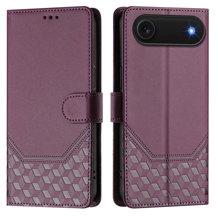 For iPhone Air Honeycomb Embossing RFID Leather Phone Case