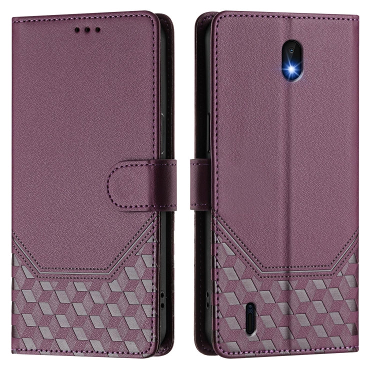 For Nokia C01 Plus / C1 2nd Edition Honeycomb Embossing RFID Leather Phone Case