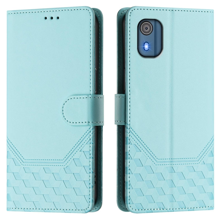 For Nokia C02 Honeycomb Embossing RFID Leather Phone Case