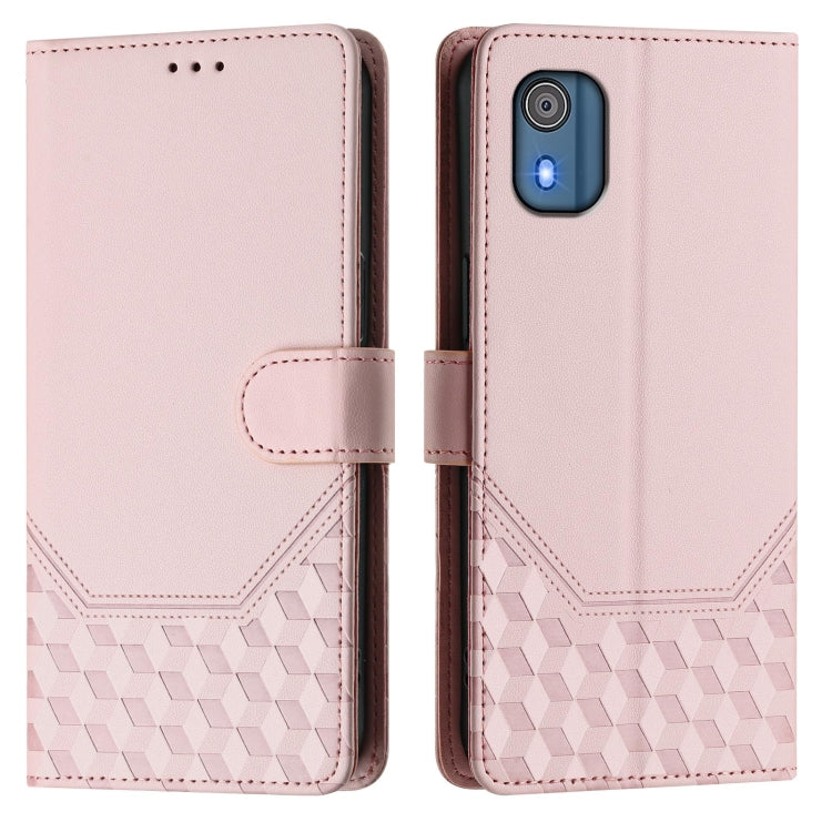 For Nokia C02 Honeycomb Embossing RFID Leather Phone Case
