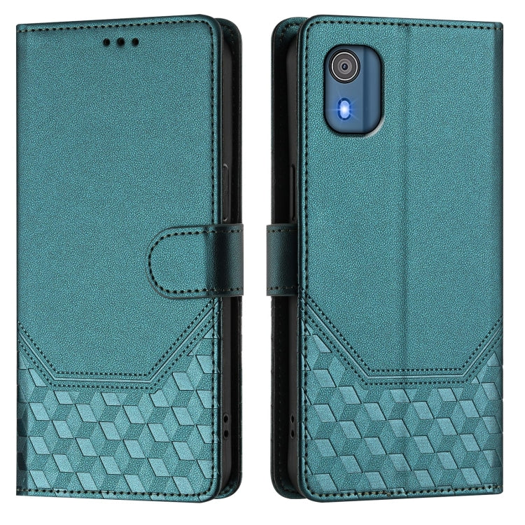 For Nokia C02 Honeycomb Embossing RFID Leather Phone Case