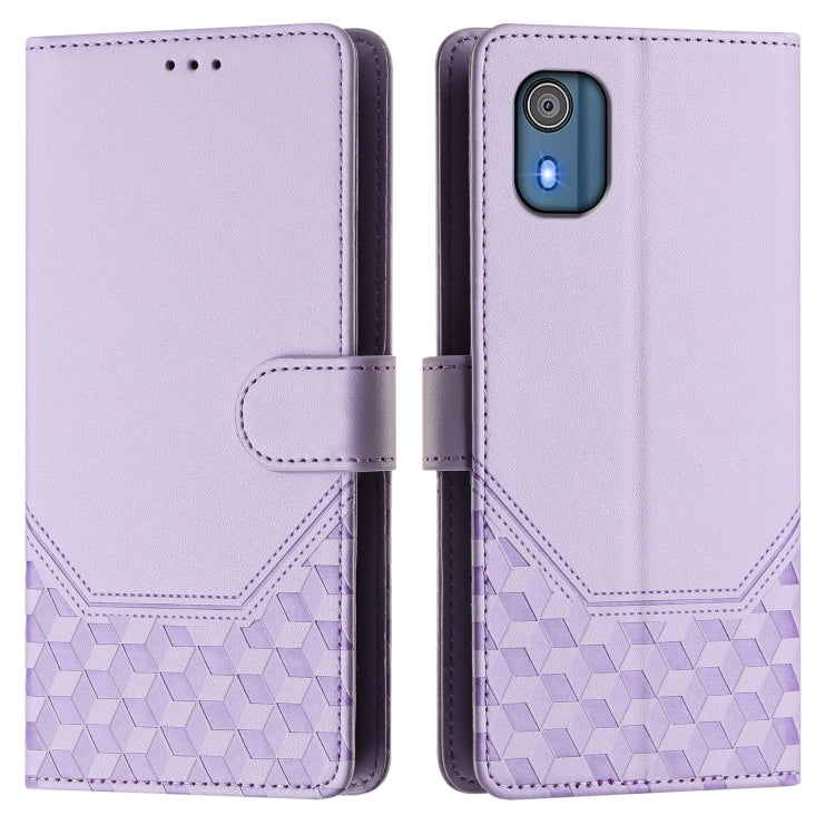 For Nokia C02 Honeycomb Embossing RFID Leather Phone Case