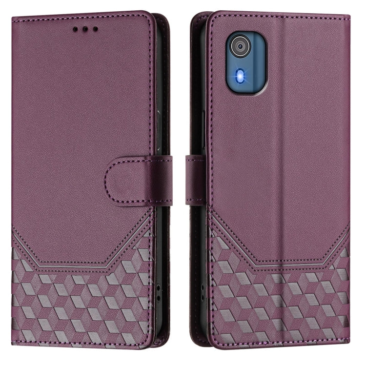 For Nokia C02 Honeycomb Embossing RFID Leather Phone Case