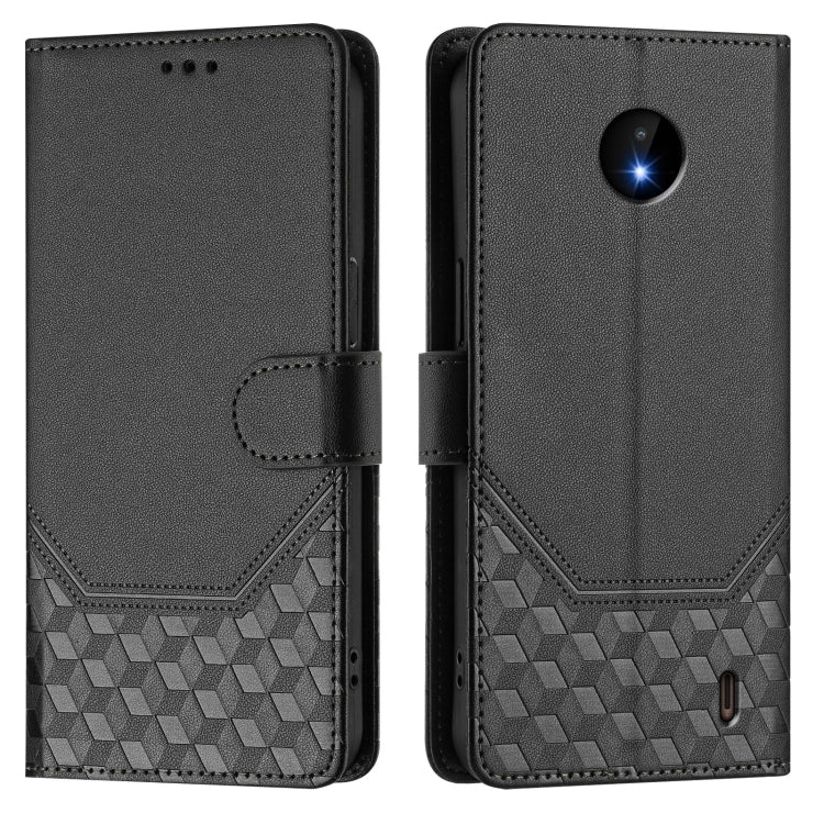 For Nokia C10 / C20 Honeycomb Embossing RFID Leather Phone Case