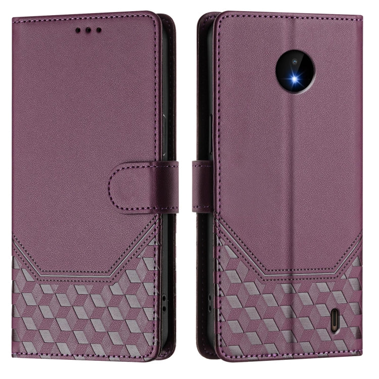 For Nokia C10 / C20 Honeycomb Embossing RFID Leather Phone Case