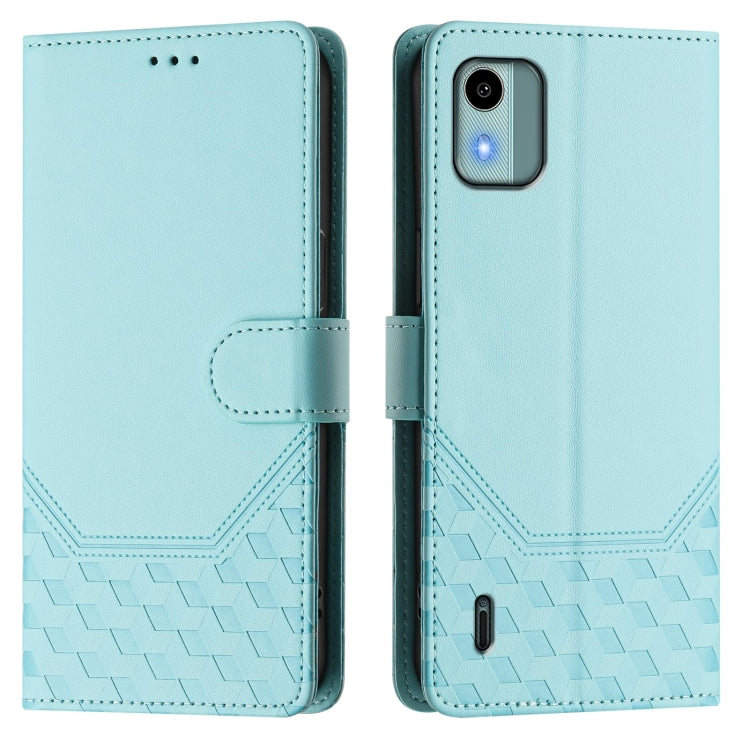 For Nokia C12 Honeycomb Embossing RFID Leather Phone Case