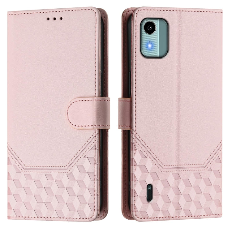 For Nokia C12 Honeycomb Embossing RFID Leather Phone Case
