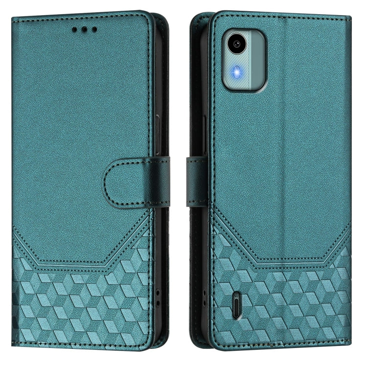 For Nokia C12 Honeycomb Embossing RFID Leather Phone Case