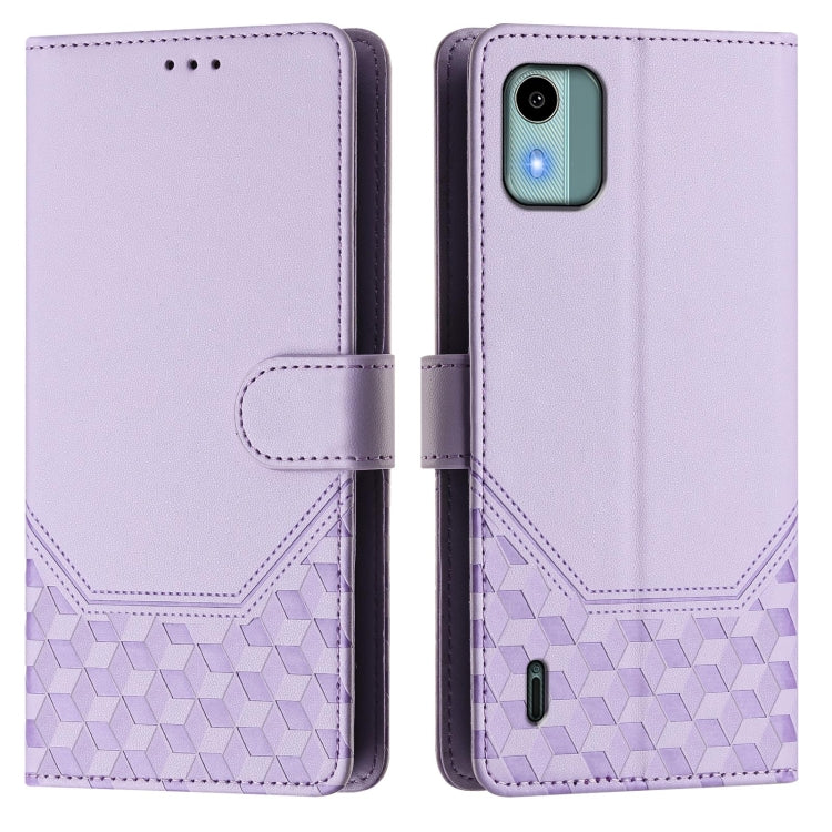 For Nokia C12 Honeycomb Embossing RFID Leather Phone Case