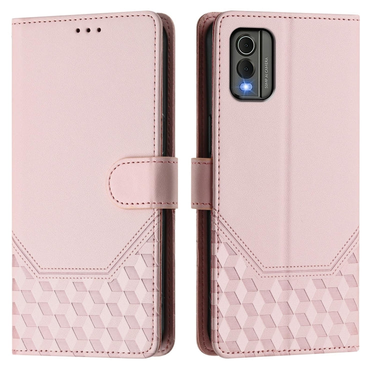 For Nokia C32 Honeycomb Embossing RFID Leather Phone Case