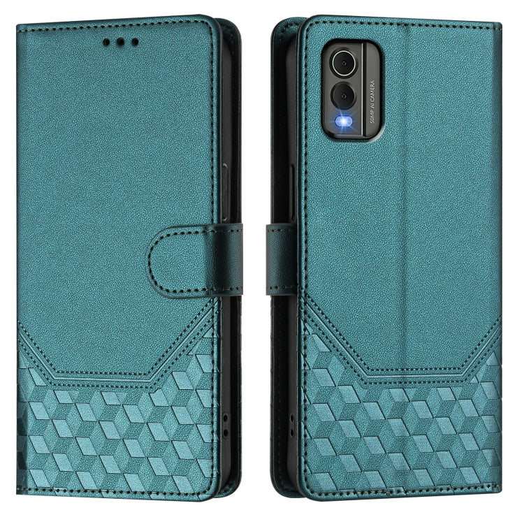 For Nokia C32 Honeycomb Embossing RFID Leather Phone Case
