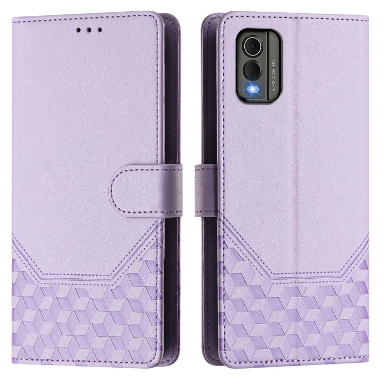 For Nokia C32 Honeycomb Embossing RFID Leather Phone Case