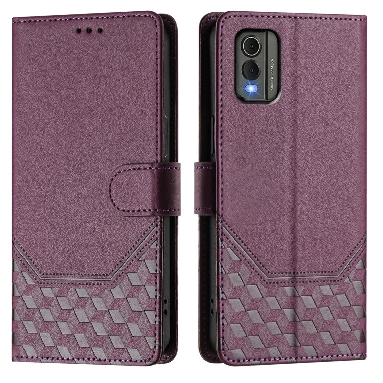 For Nokia C32 Honeycomb Embossing RFID Leather Phone Case