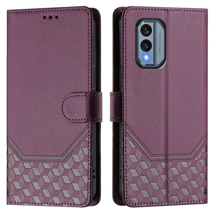 For Nokia X30 5G Honeycomb Embossing RFID Leather Phone Case
