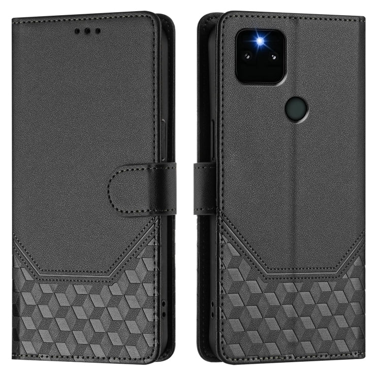 For Google Pixel 5a 5G Honeycomb Embossing RFID Leather Phone Case