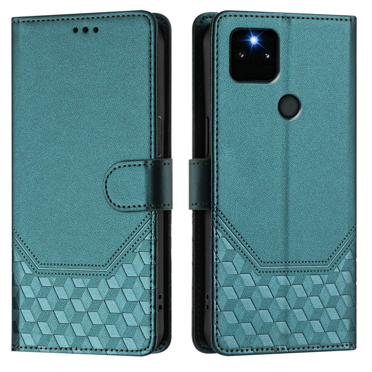 For Google Pixel 5a 5G Honeycomb Embossing RFID Leather Phone Case