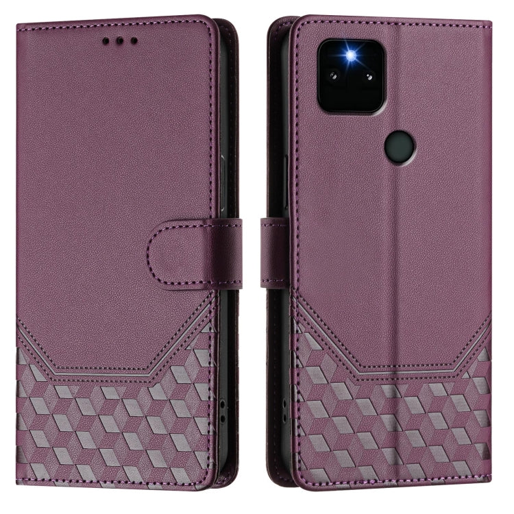 For Google Pixel 5a 5G Honeycomb Embossing RFID Leather Phone Case