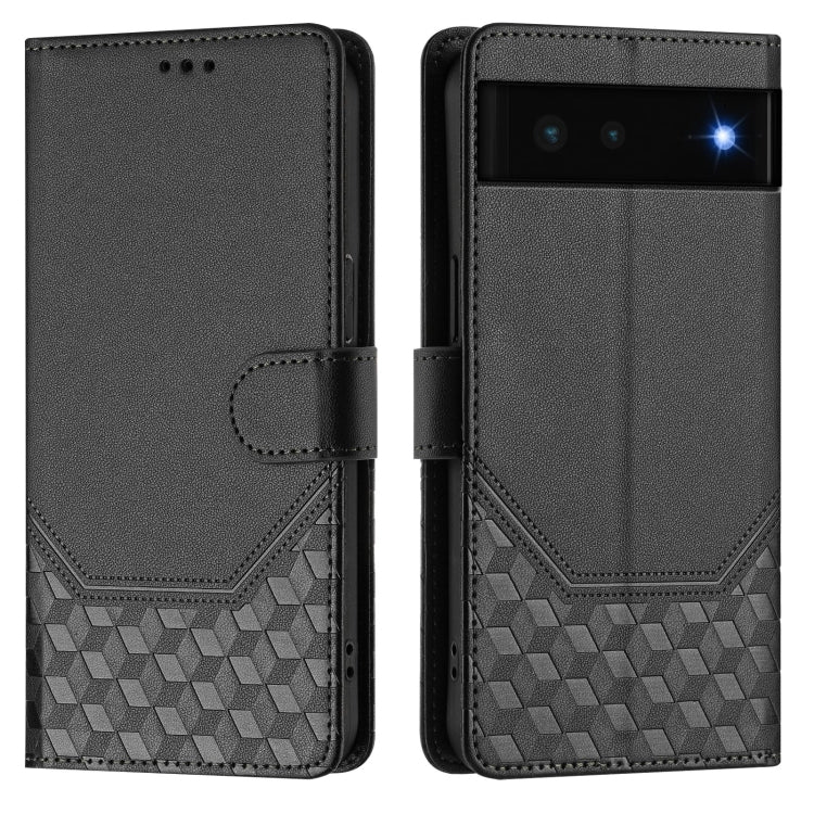 For Google Pixel 6 Honeycomb Embossing RFID Leather Phone Case