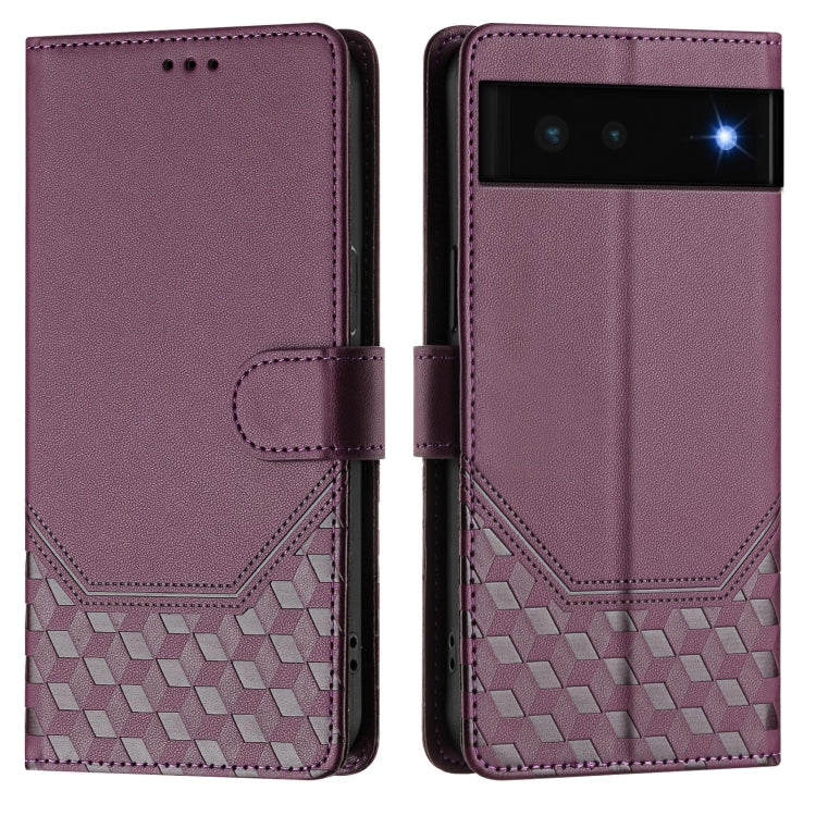 For Google Pixel 6 Honeycomb Embossing RFID Leather Phone Case