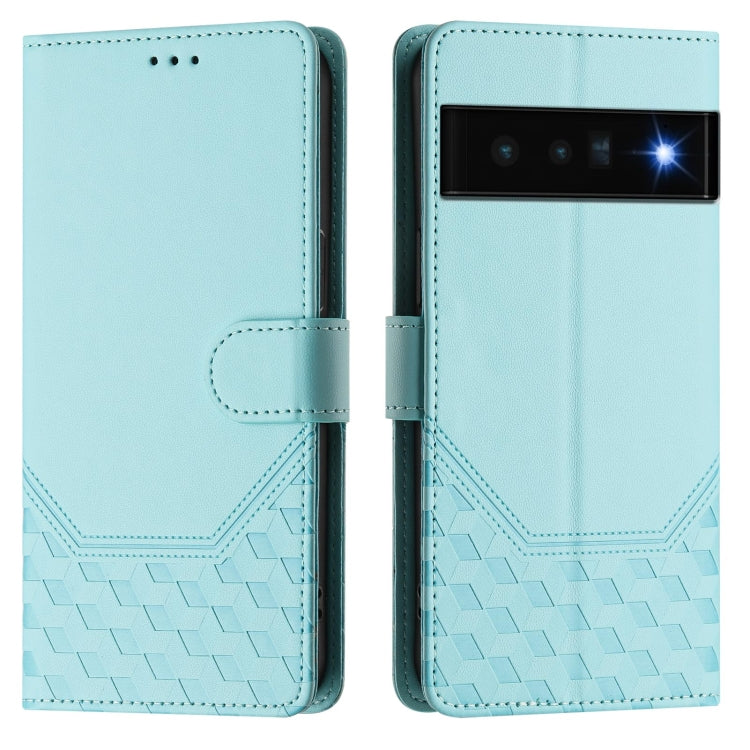 For Google Pixel 6 Pro Honeycomb Embossing RFID Leather Phone Case