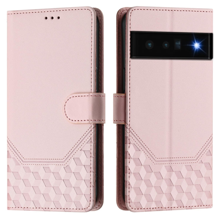 For Google Pixel 6 Pro Honeycomb Embossing RFID Leather Phone Case