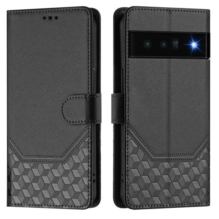 For Google Pixel 6 Pro Honeycomb Embossing RFID Leather Phone Case